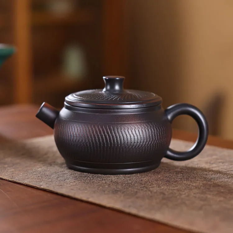 紫陶汉瓦泡茶壶纯手工家用大容量高端紫砂壶功夫茶具单壶原矿复古