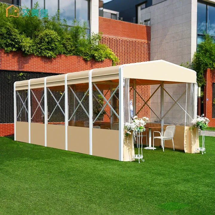 聆雨户外大型移动推拉雨棚伸缩式遮阳帐篷商场商用户外铝合金雨篷