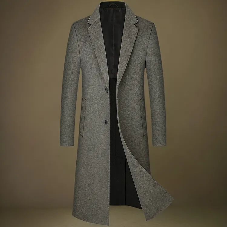 埃登轻奢100%双面羊毛大衣男中长款毛呢大衣商务休闲呢大衣外套