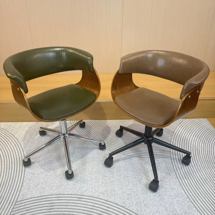 极简轻奢时尚办公椅家用实木旋转椅办公椅人体力学设计可调节高度