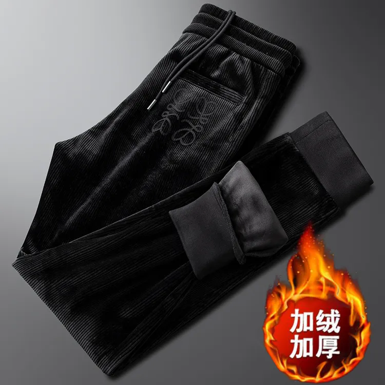 轻奢高端金丝绒休闲运动裤男修身束脚加绒加厚秋冬保暖潮流卫裤男