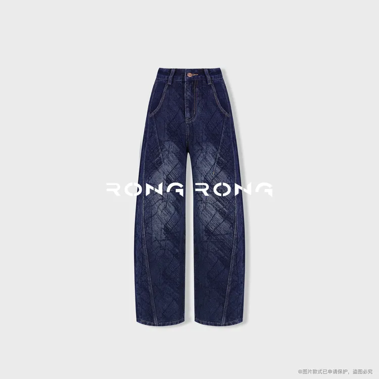 溶溶【结构主义】RONGRONG 定制重工洗水艺术提花雪尼尔休闲裤 W038