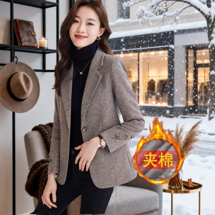 西装外套女春秋2025新款超火爆款小个子修身气质休闲毛呢女士西服