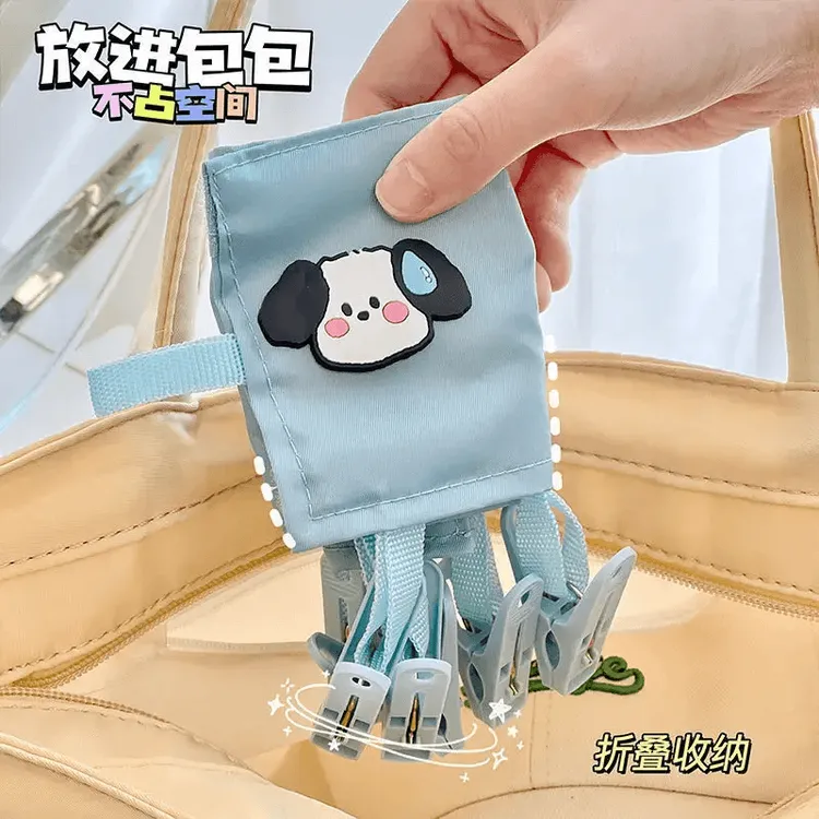 出行必备可折叠布艺便携衣架旅行家用夹子旅游出差酒店衣架   