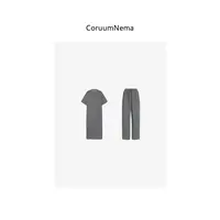 【 CoruumNema】32支水洗棉Row风长款T裙简约休闲风女套装180070