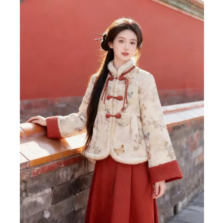 【事事如意】冬季旗袍加绒套装过年拜年服新中式连衣裙复古中国风