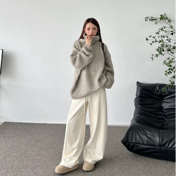 弯刀裤女2025新款秋冬高腰垂感宽松休闲裤子韩版显瘦拖地长裤