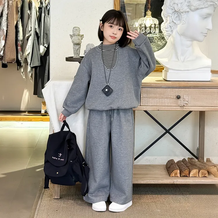 女童套装深秋2025新款大童小女孩洋气穿搭秋冬卫衣两件套儿童秋装