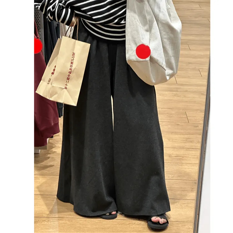 韩系慵懒松弛感糯米裤直筒阔腿休闲裤女秋季大码宽松显瘦梨型长裤