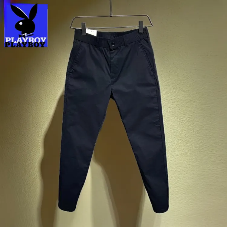 花花公子休闲裤简约松紧腰商务直筒裤春夏百搭弹力舒适时尚工装裤
