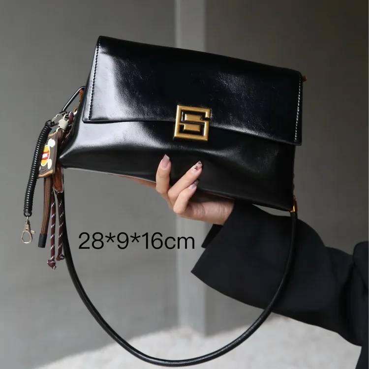 【芝麻集】SKL-7200-1-黑色气质百搭腋下斜跨轻奢女包