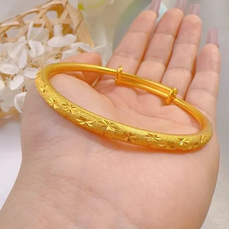 铜合金手镯 满天星推拉手镯送妈妈礼物金色久不掉色可调节镯子