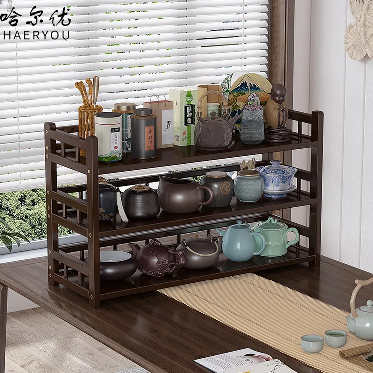 哈尔优博古架家用客厅茶水柜泡茶台茶室办公室桌面茶叶茶具置物架