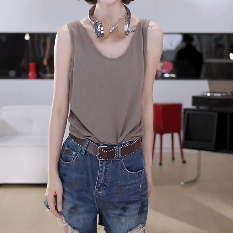 轻职风极简风宽松型背心吊带上衣女2025夏季新款网红简约百搭纯色