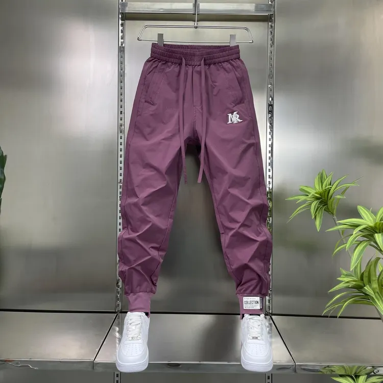 潮流夏季新款户外运动透气休闲裤纯色百搭男女同款极简裤抽绳松紧