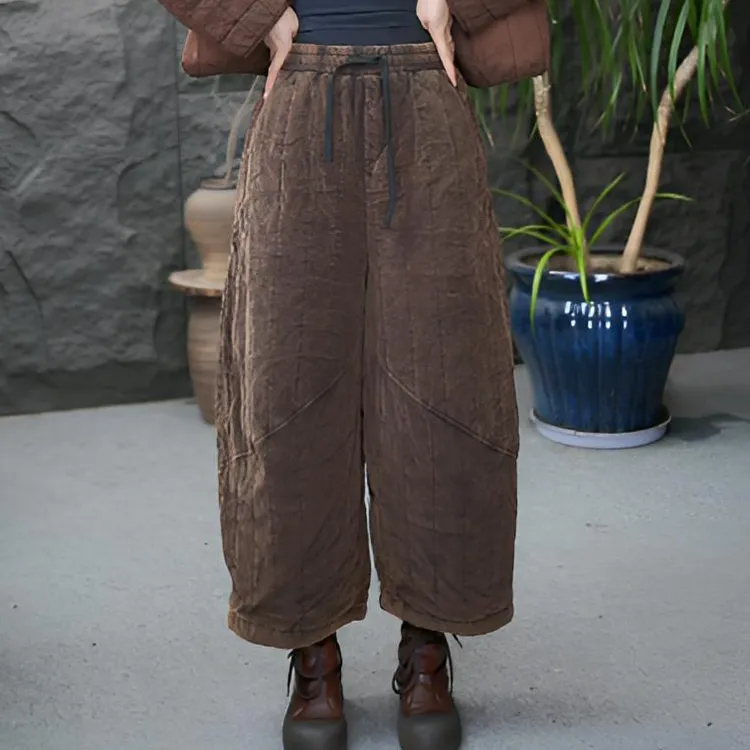 JJ【加厚棉裤】长裤无弹九分裤磨毛休闲裤复古宽松文艺做旧