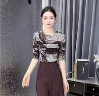 华姐定制--[H192]韩版复古水墨扎染圆领设计感显瘦百搭洋气T恤