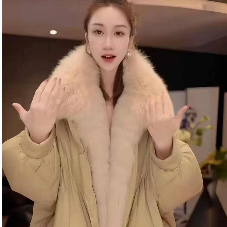 【天使之翼】狐狸大毛领羽绒服女中长款2025冬季鹅绒韩版外套大衣