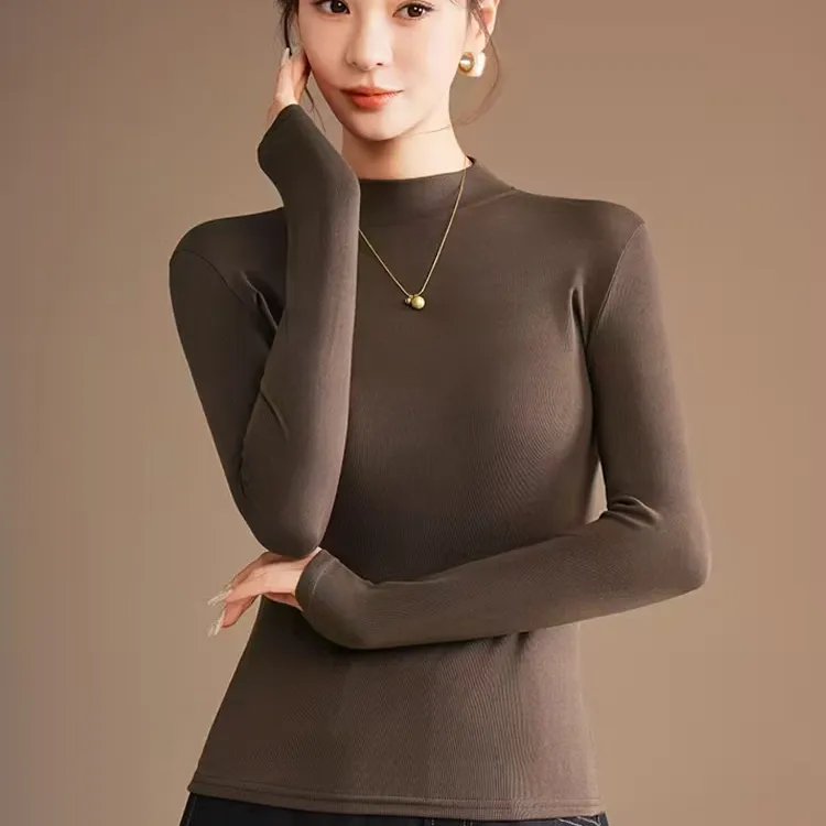 时尚百搭洋气长袖舒适女士打底衫修身弹力春秋款
