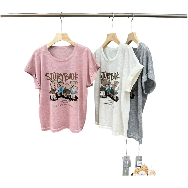 小熊  高档亚麻针织半袖