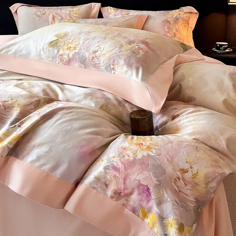 新款秋冬磨毛加厚全棉四件套100纯棉被套被罩轻奢风床上用品床笠4