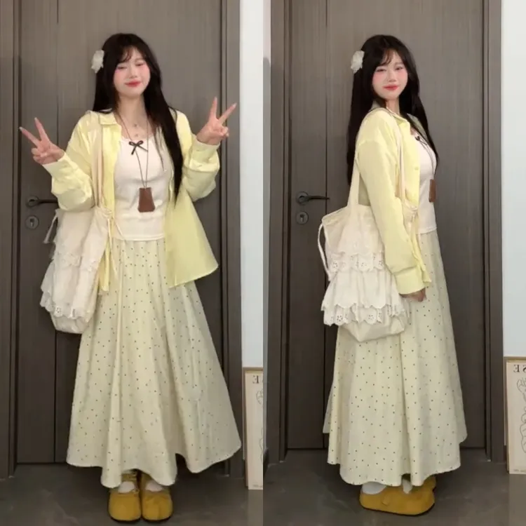 【小雪专属】显瘦时尚气质温柔风外搭+吊带+半身裙三件套装女