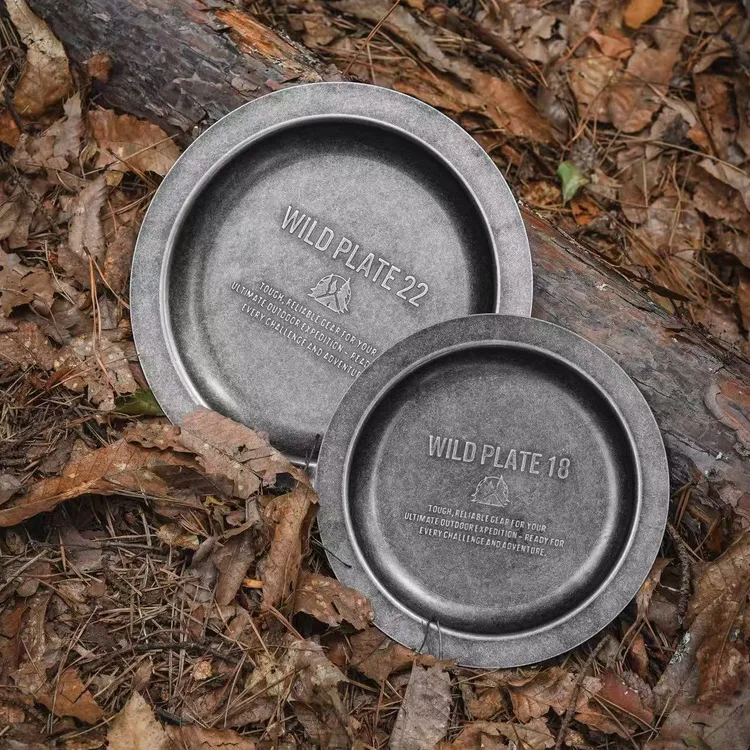 韩国CARGO复古餐盘做旧不锈钢野餐盘野炊便携餐具户外餐碟