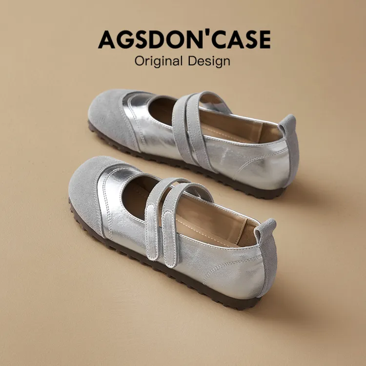 Y奥古狮登法式银色单鞋女2025新款夏季玛丽珍凉鞋包头大头勃肯鞋Y