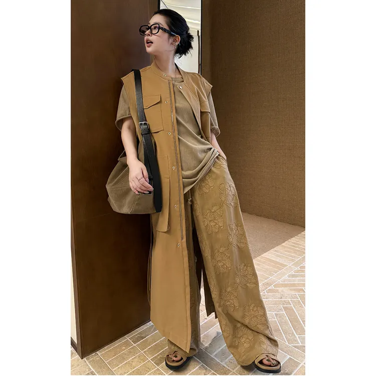 LA CALLA满绣抽绳松紧腰休闲裤YY-M-5319