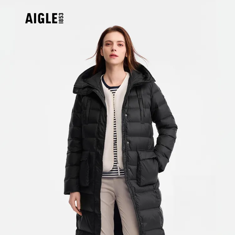 【新款上新福利】AIGLE艾高WR防泼水保暖长款鹅绒羽绒服外套女BP19