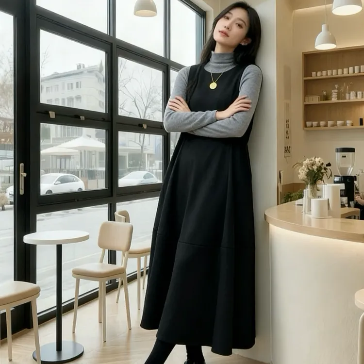 【苏遇婉】2025秋冬新款洋气孕妇装套装打底衫显瘦时尚背带裙两件套