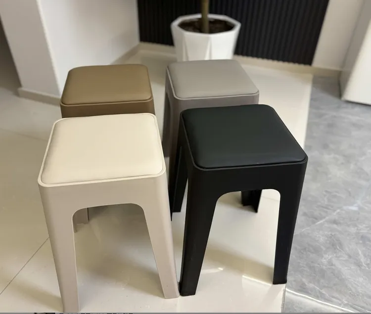慕格娜加厚软包座面凳子时尚蛋白皮家用网红软包凳子可叠放2