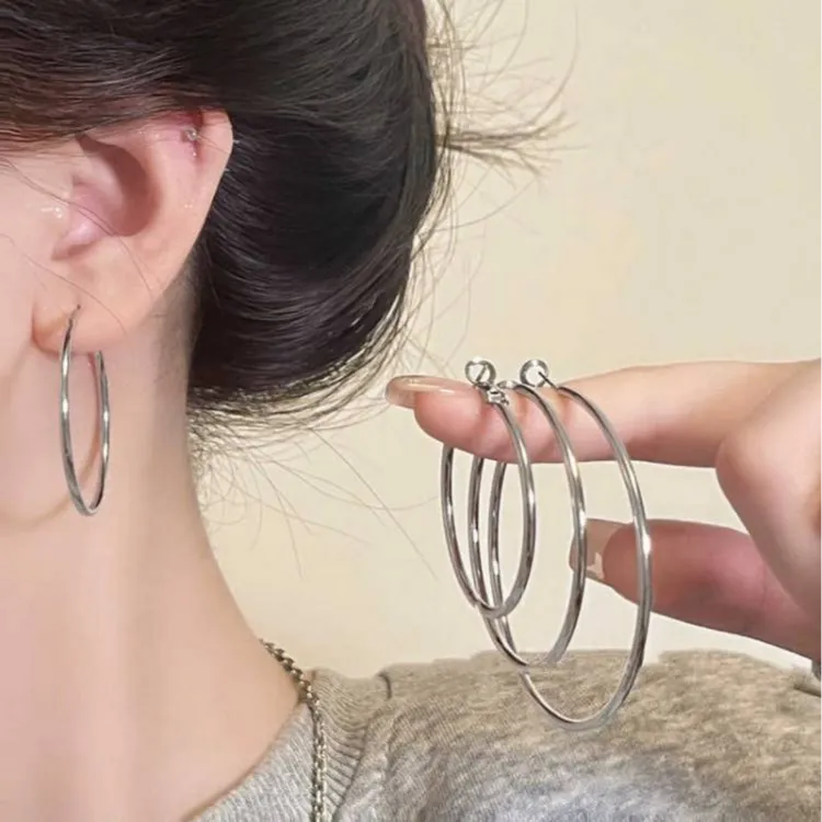 合金耳饰 2025年新款简约气质大气圈耳环耳饰大耳环百搭