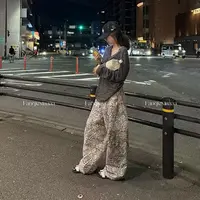 5007•豹纹裤 NK# 东大门街头风慵懒感休闲豹纹牛仔裤•