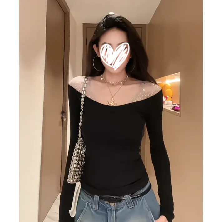 【现货】2025冬季新款法式高级设计感重工烫钻气质小众长袖外穿上衣