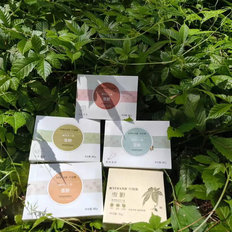 叶胆集透气温和清洁舒缓草本脚部雪胆植物手工皂上市清洁护肤必备