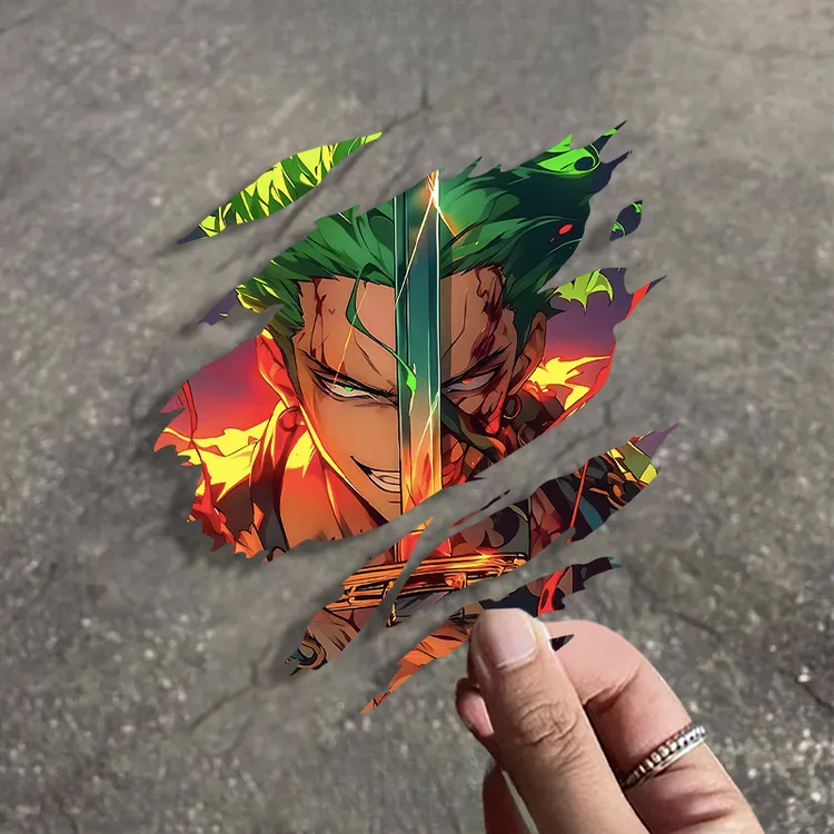海贼王索隆撕裂汽车贴纸个性创意动漫摩托防水防晒车身装饰贴纸