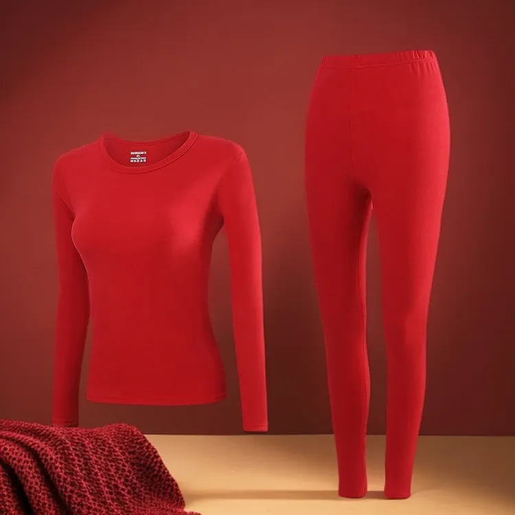 蛇年本命年大红色保暖内衣喜庆秋衣秋裤男女套装