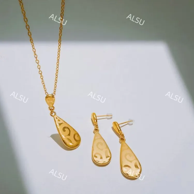合金项链 ALSU原创经典民族风两件套项链耳钉简约时尚轻奢升级版