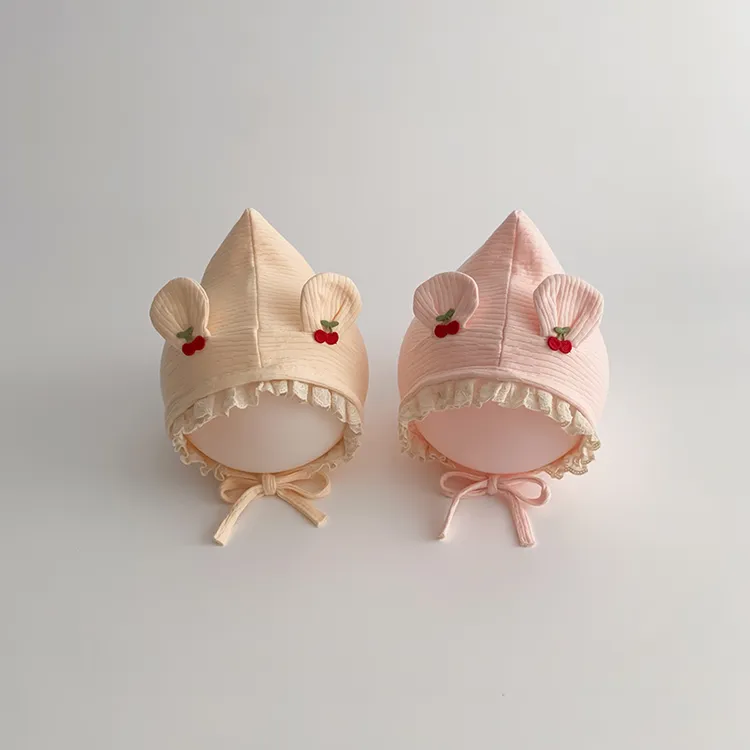 婴幼儿帽子春秋季护耳帽女宝宝纯棉尖尖帽小月龄可爱秋冬囟门胎帽