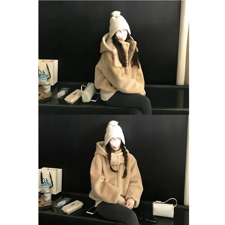 【北美白女新宠】2025秋冬加厚高级感气质连帽上衣外套D1027