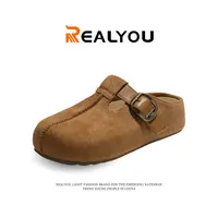 REALYOU/雷友2025年秋季新款女鞋百搭休闲勃肯拖鞋时尚包头拖鞋