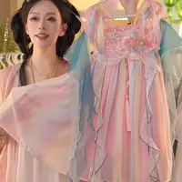海宁1【再桃公主】2025新款女童国风仙气夏季休闲汉服裙25116