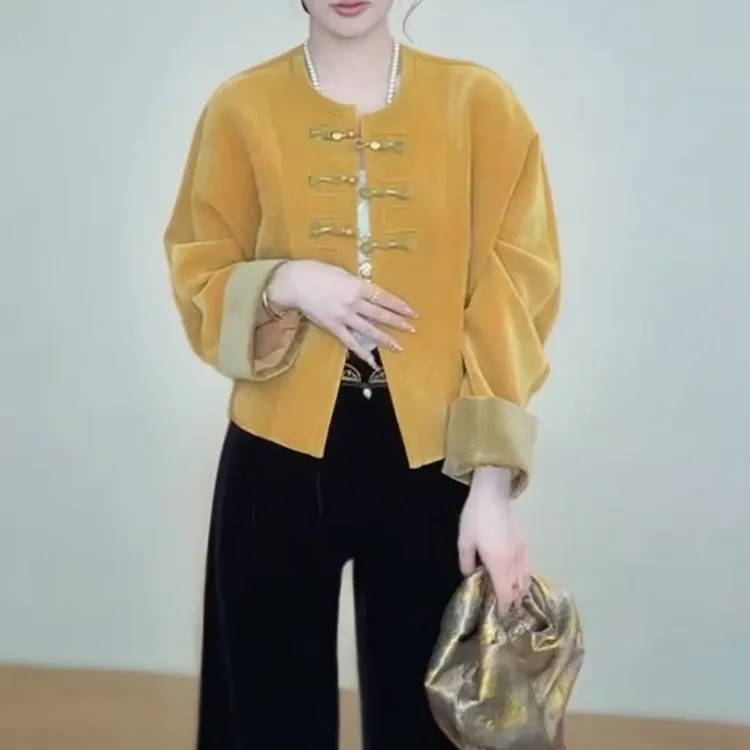 深圳南油重磅呢子气质百搭秋冬短款小个子女春秋圆领外套2025正品