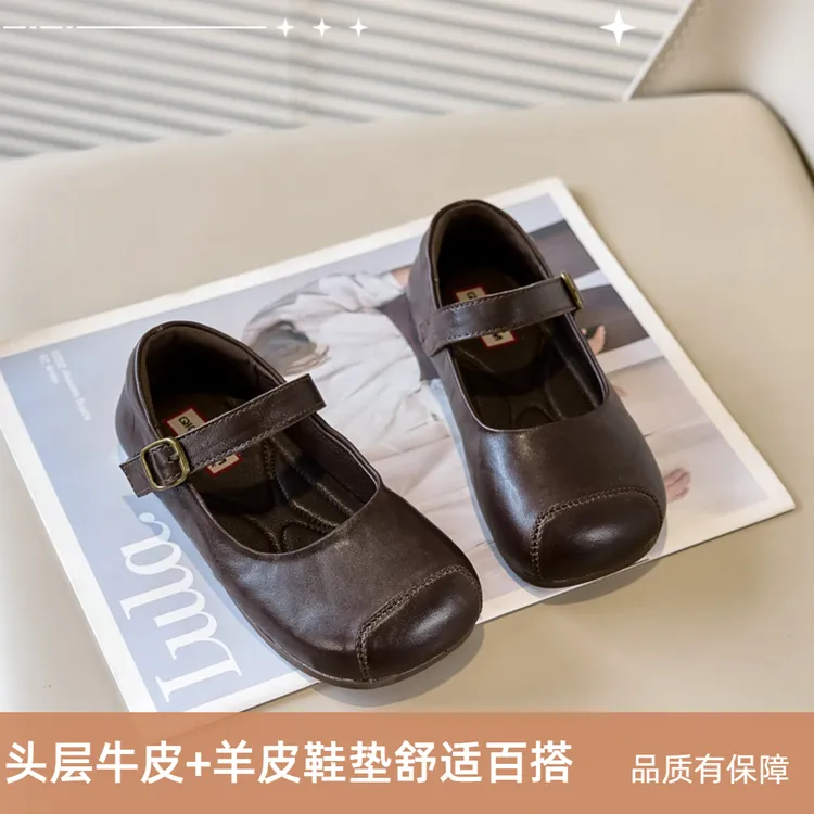头层牛皮女童皮鞋2025春秋新款儿童公主鞋小女孩宝宝软底黑单皮鞋