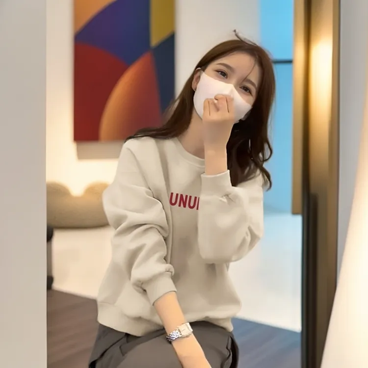 即墨保暖卫衣女春秋加绒加厚2025新款高级感字母印花长袖上衣打底