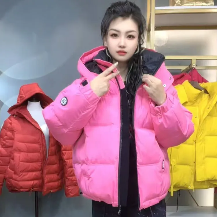奇奇家时尚韩版大码女装2025冬季新款加厚保暖拼色棉服外套