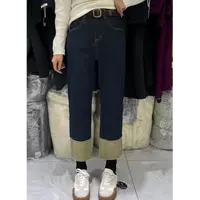 KEMI-冬季加绒翻边直筒牛仔裤89679（裤长85左右）