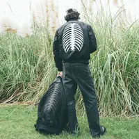 MKSZY 日本进口尼龙 油光布内里美国摔纹牛皮骨架黑色飞行夹克ma1