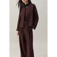 (两件套）秋冬绵羊毛羽绒外套格纹拼接外套长裤两件套女N0408（ZZ）